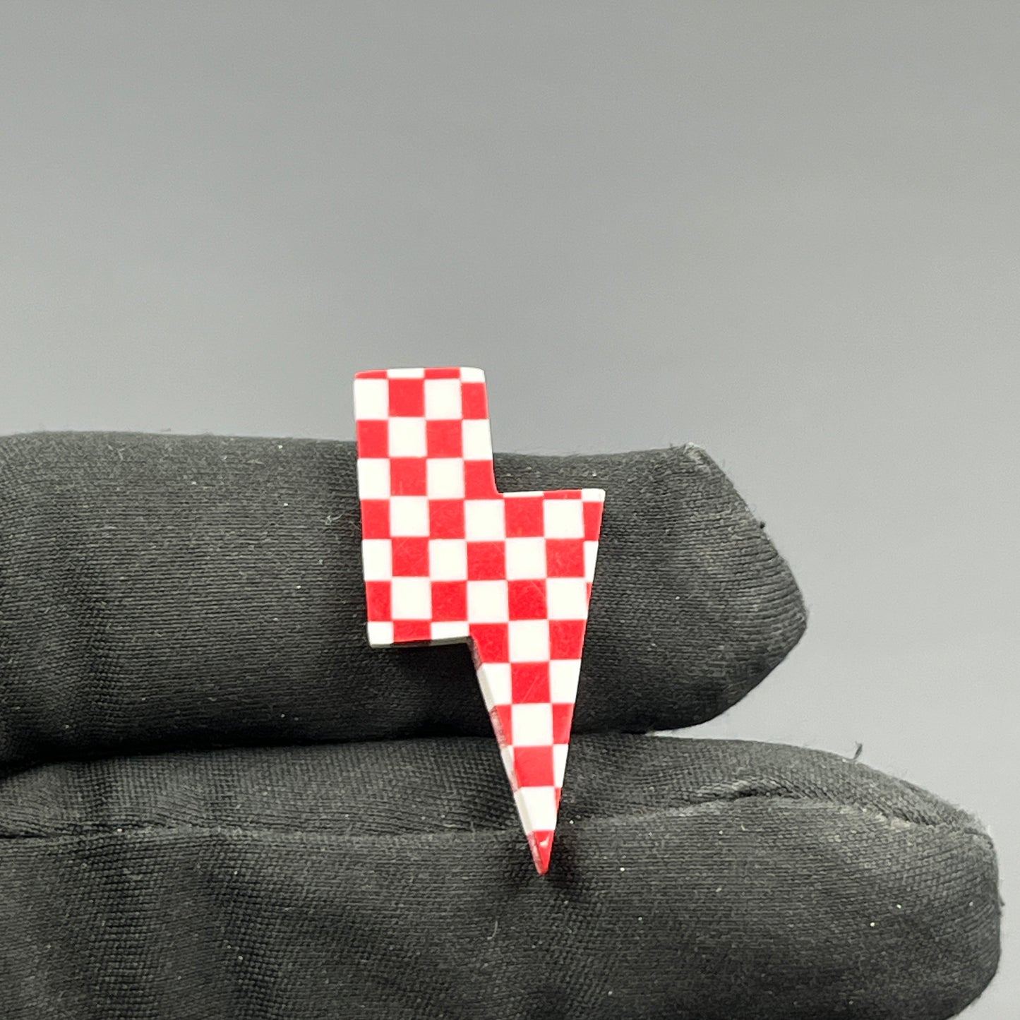 Red & White Checker Board Cabochon - Thunderbolt