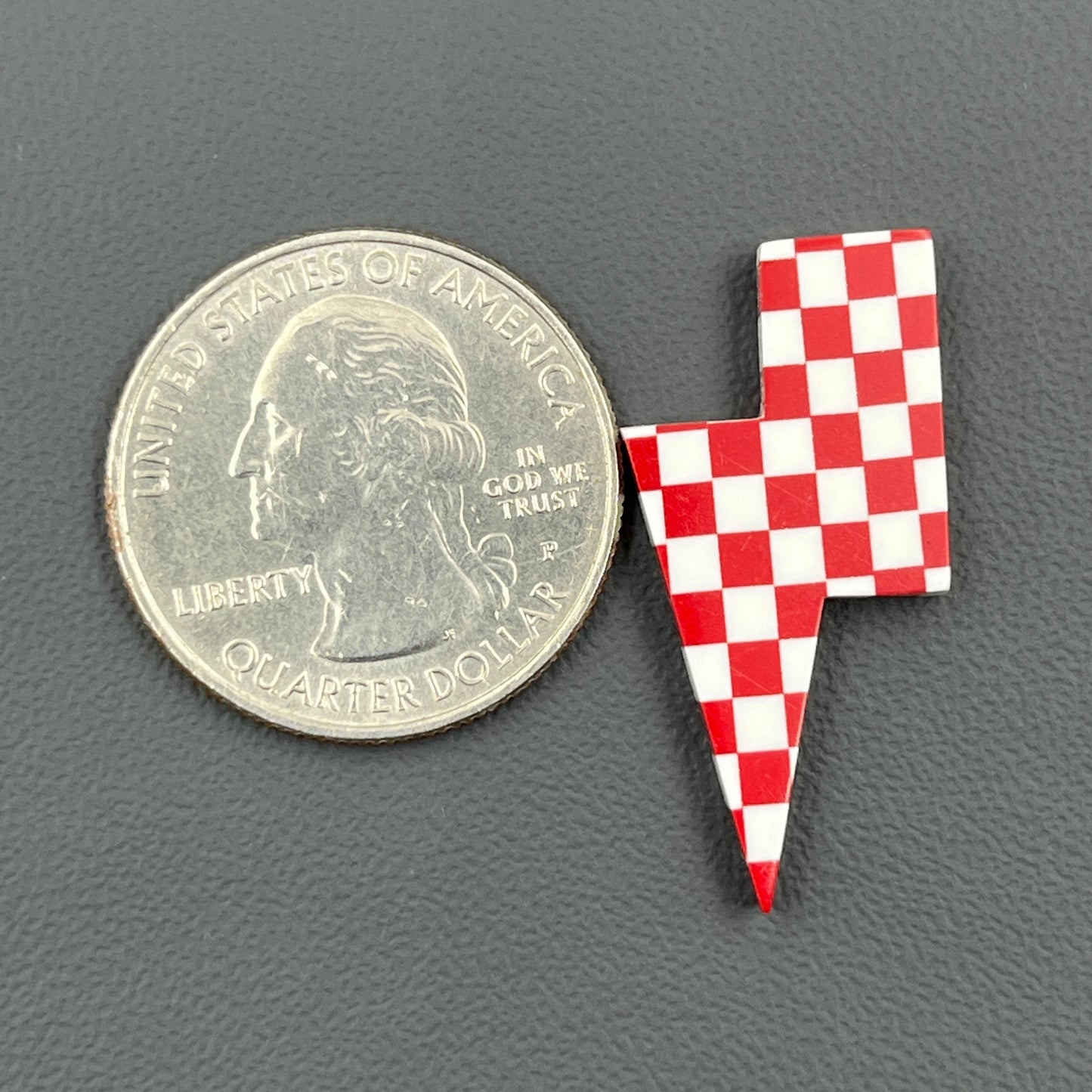 Red & White Checker Board Cabochon - Thunderbolt